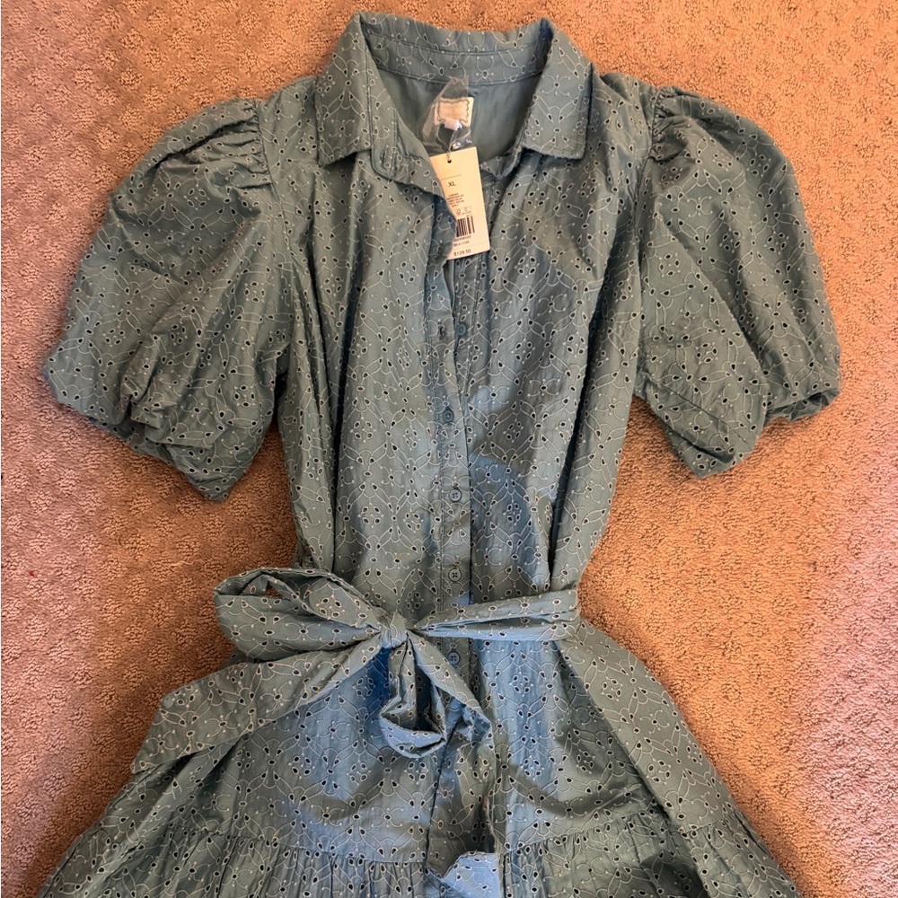 Crown & Ivy Blue Eyelet Dress